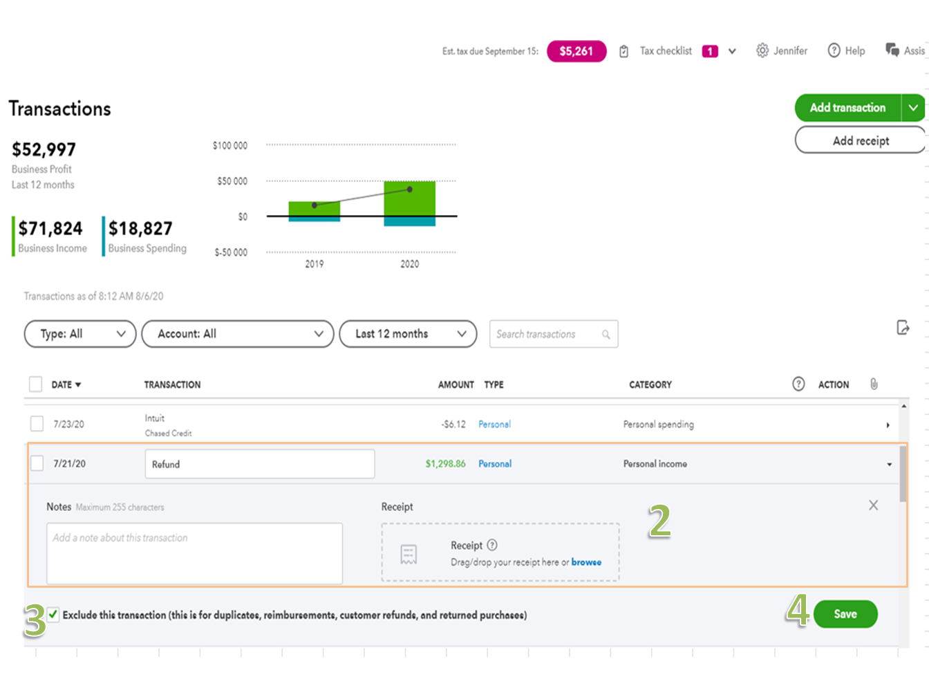 How do I record category transactions that are refunds? i.e. amounts