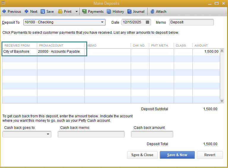 how-do-i-enter-a-refund-check-towards-an-invoice-without-leaving-a