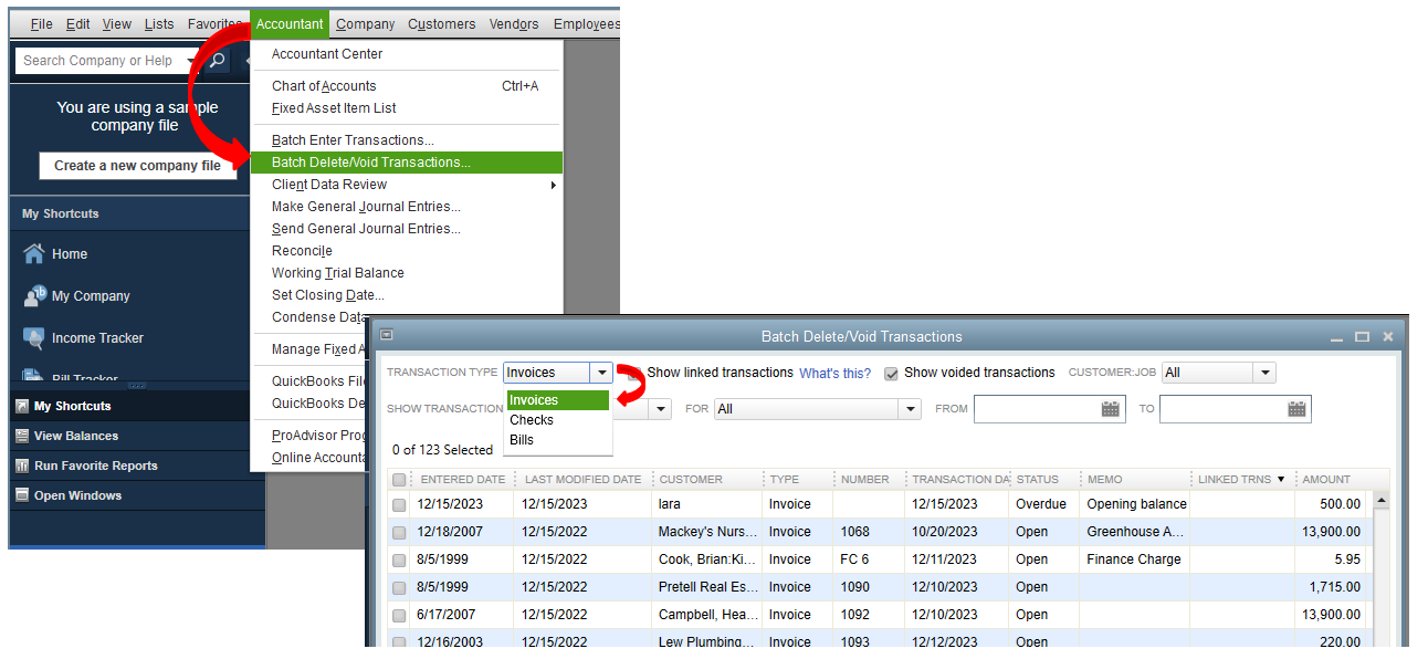 How to Delete an Invoice in Quickbooks  