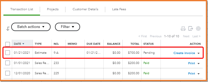 conver the estimate to an invoice.PNG