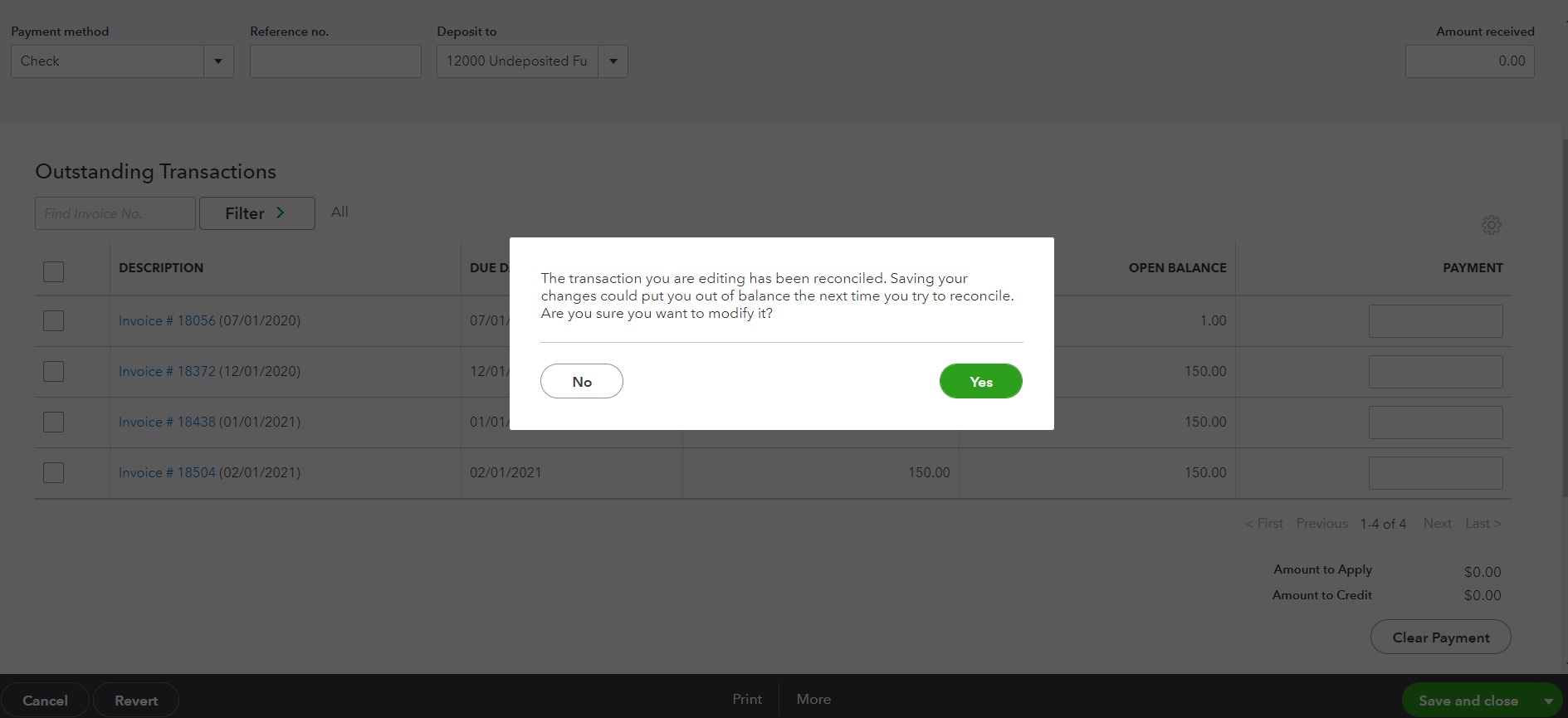 creating journal entry to fix reconciliation error in QBO?