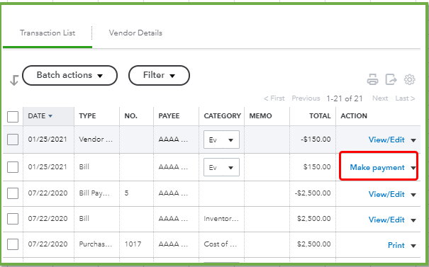 link the vendor credit to the bill.PNG