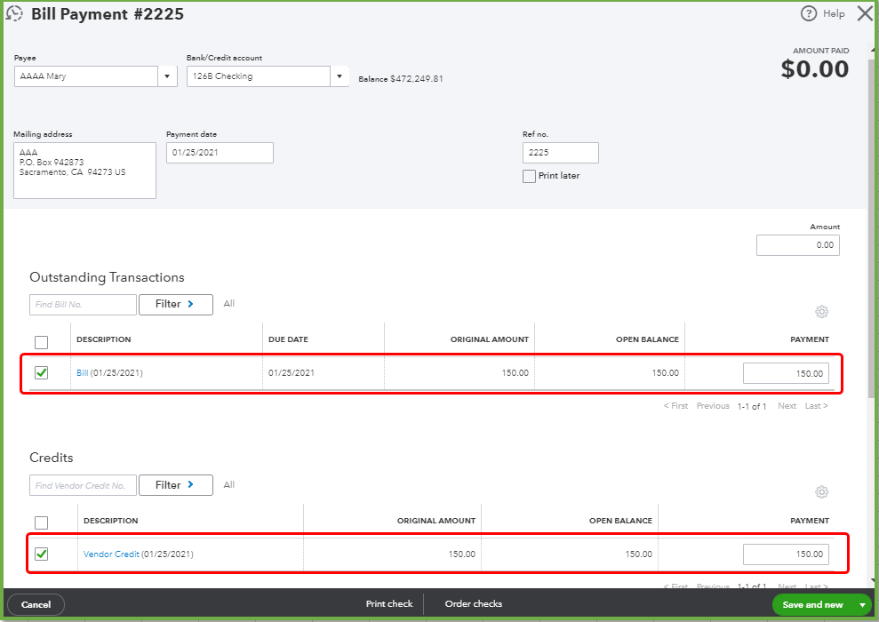 link the vendor credit to the bill1.PNG