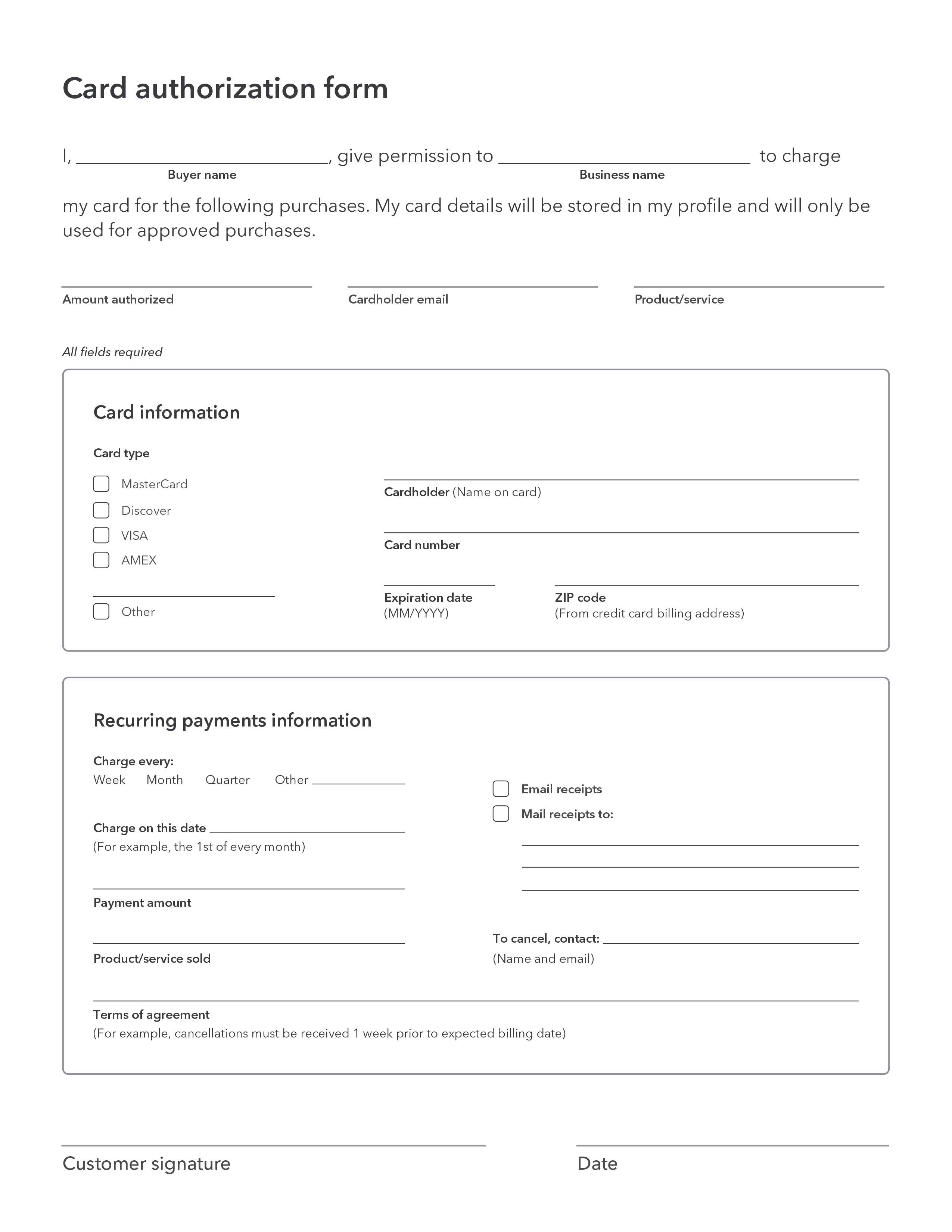 Where can you find the customer credit card authorization form for Inside Credit Card Authorisation Form Template Australia