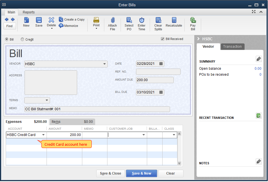 option 3- record the CC bill from the bank then pay the bill from the bank account.PNG