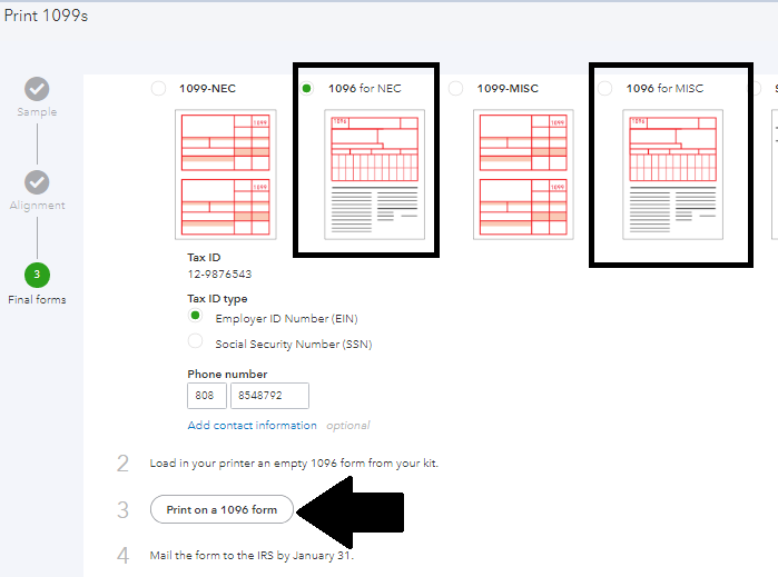 Solved Getting Copy Of Irs Form 1096 When Using E File