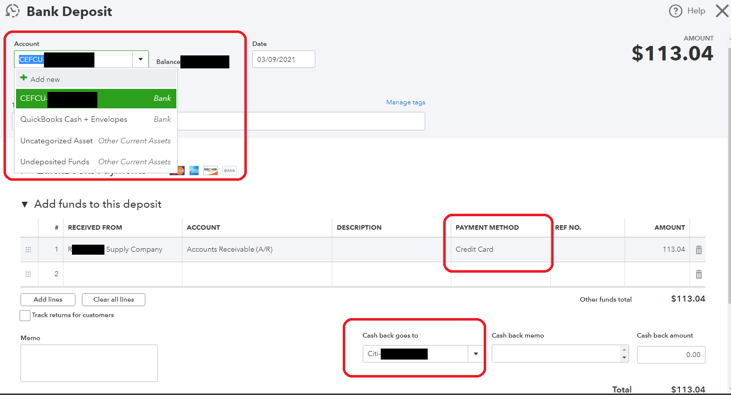 Vendor refund to credit card (Quickbooks online)