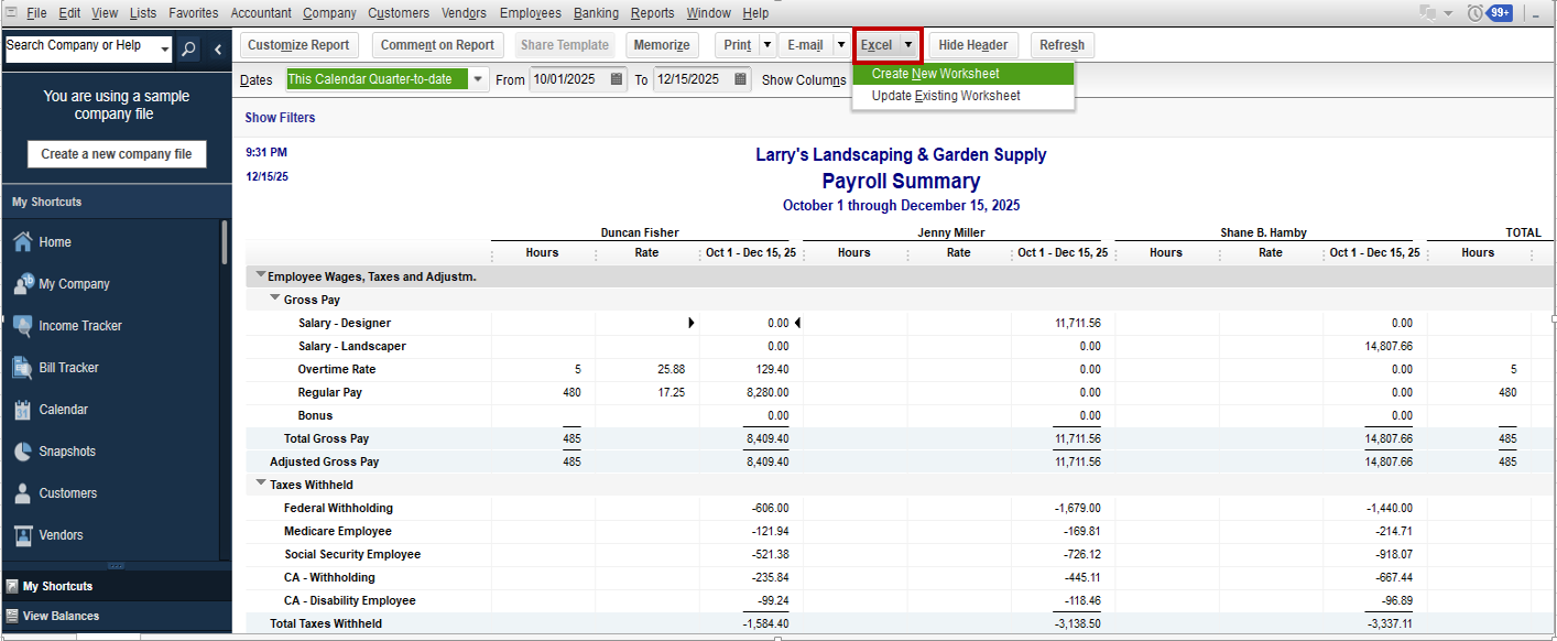 Payroll Summary Reports