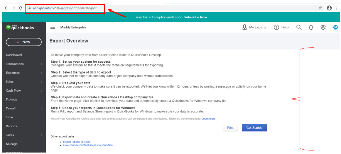 I am trying to export my data from QBO to set up QBD. However I don't ...