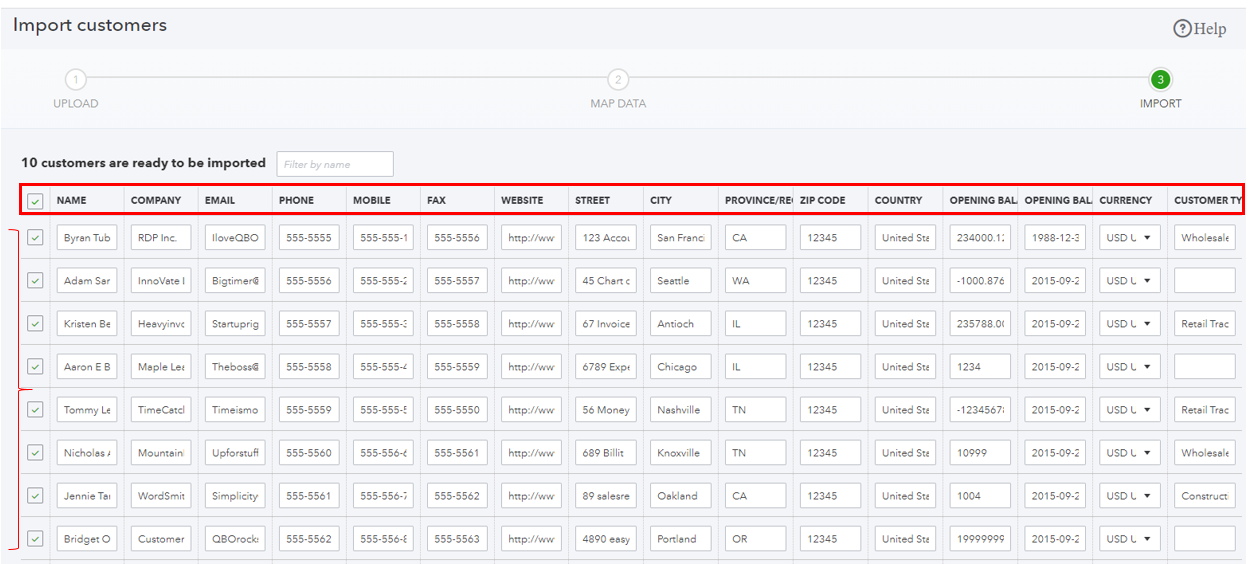 How do I map my columns to import .csv?