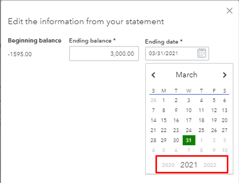 How do a change the reconciliation dates.I entered the wrong year