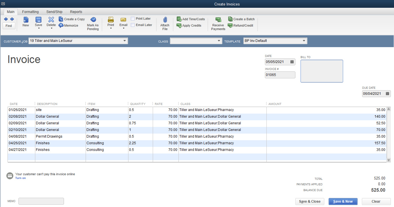 Group Invoice Line Items by Class