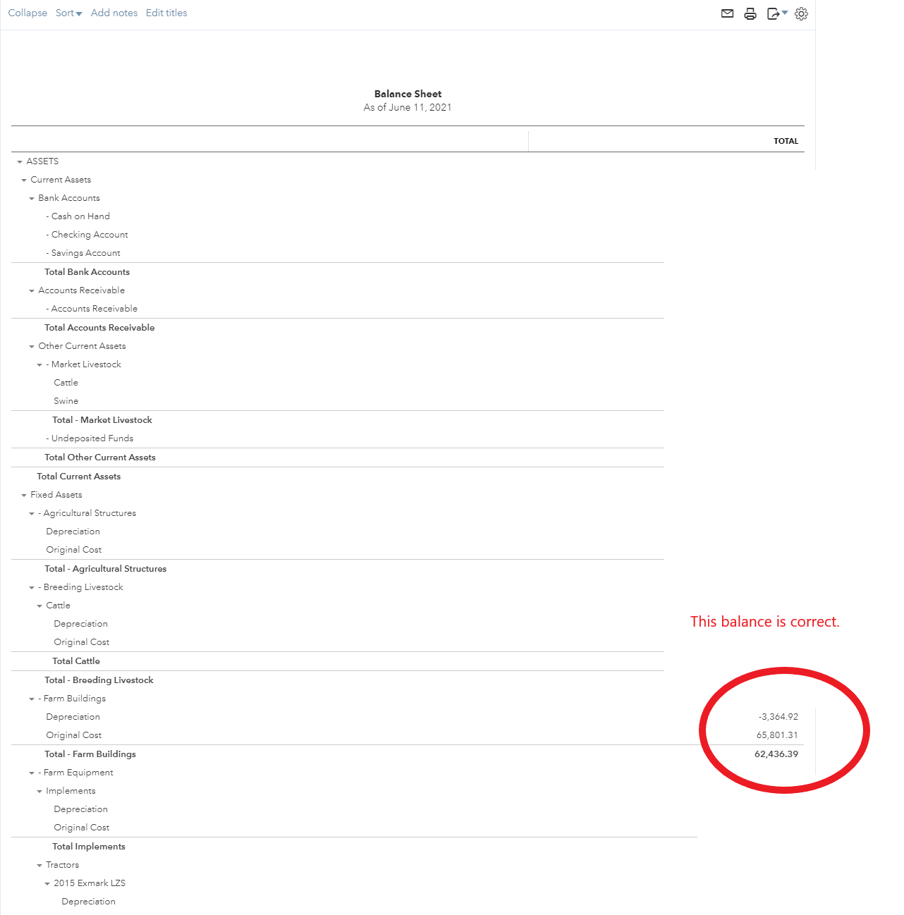 Why doesn't the "quickbooks balance" for my fixed assets match my