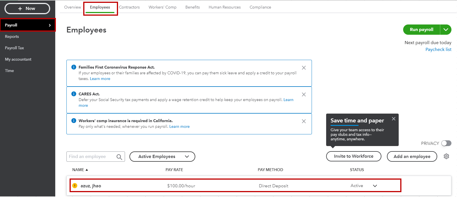 I NEED TO WITHHOLD LOCAL TAX FROM EMPLOYEE