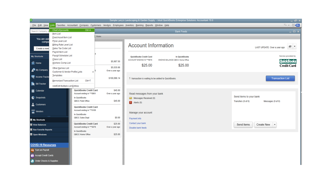 How to add dummy bank account for testing purpose in QuickBooks Desktop