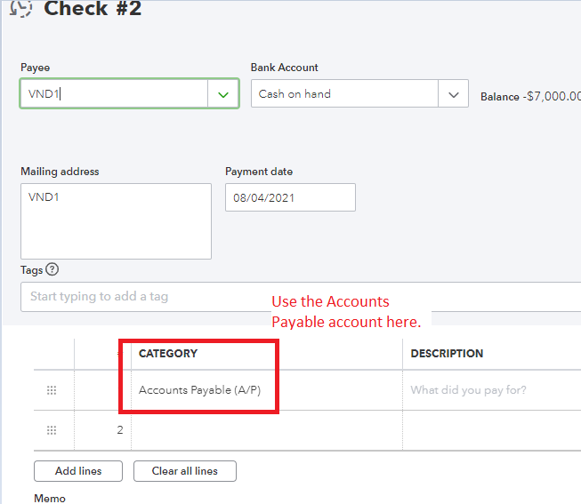 Recording Prepayments to Vendor