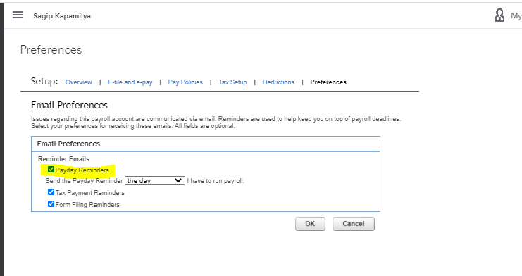 Solved How do i turn off payroll reminder emails