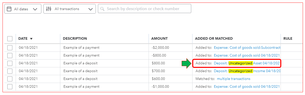 I need help changing a transaction under uncategorized assets to