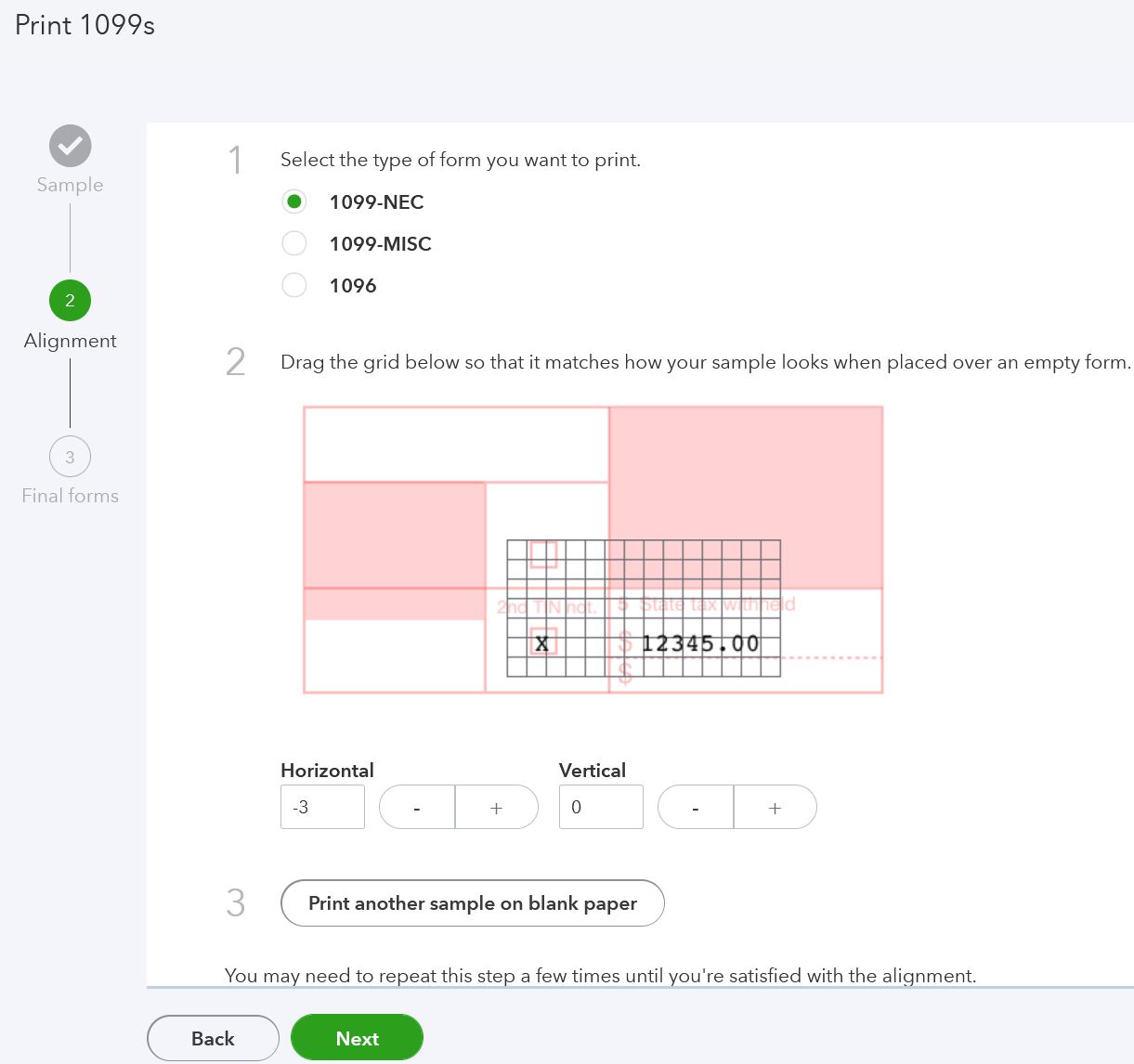 Solved Re Printing 3 part 1099 NEC in QB online