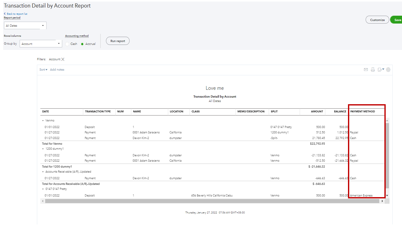 Payee Display