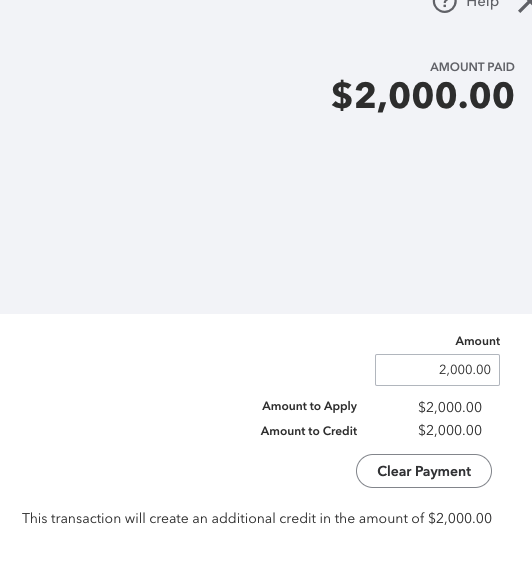 What does clear payment do in the received payment?