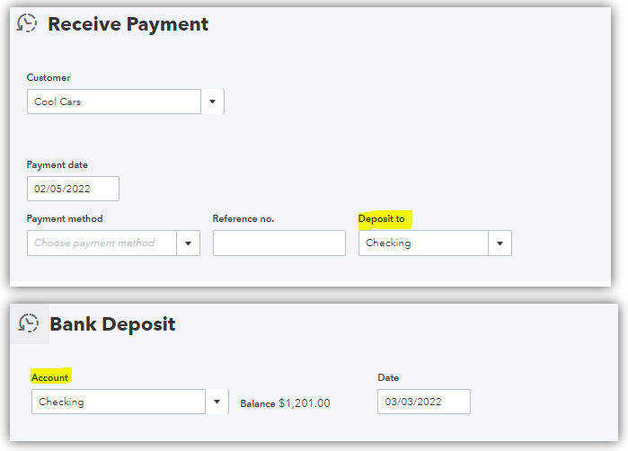 Deposit to and Account fields.PNG