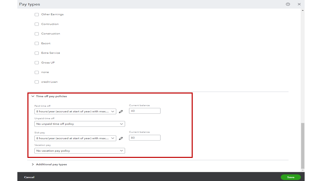 Quickbooks Online Payroll with QB Time and PTO Balances