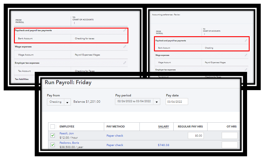 Payroll taxes coming out of wrong bank account