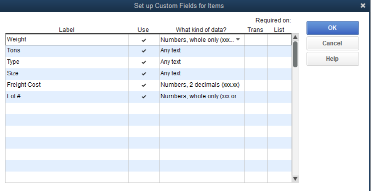 Custom Fields - Define Fields (With Lot #).png