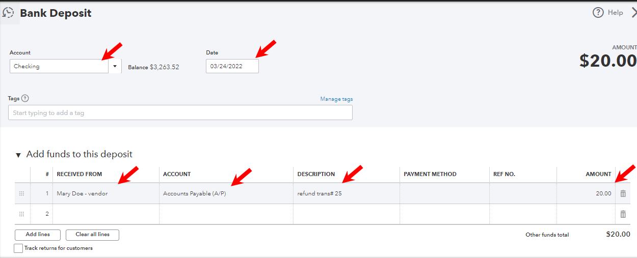 How to Categorize a Vendor Refund from Bank Transactions