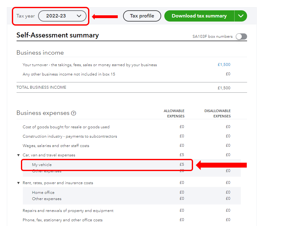 Solved UK Self Assessment QB Tax report not showing Mileage