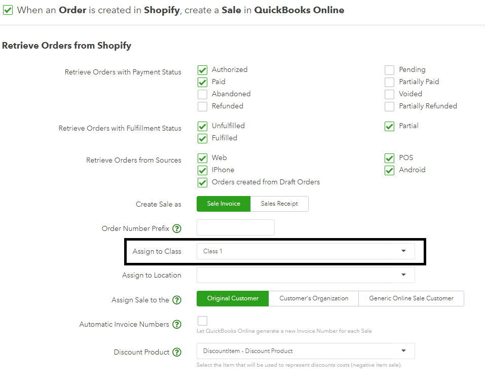 Class not showing up on Invoices