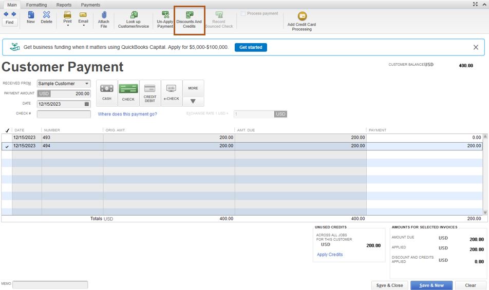 Create credit memo for customer when we overcharged them for a product