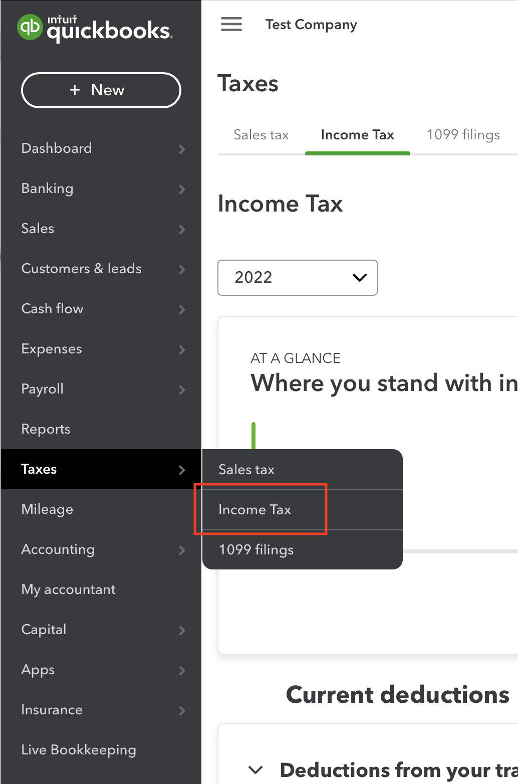My Quickbooks Online is missing Tax in the main menu.