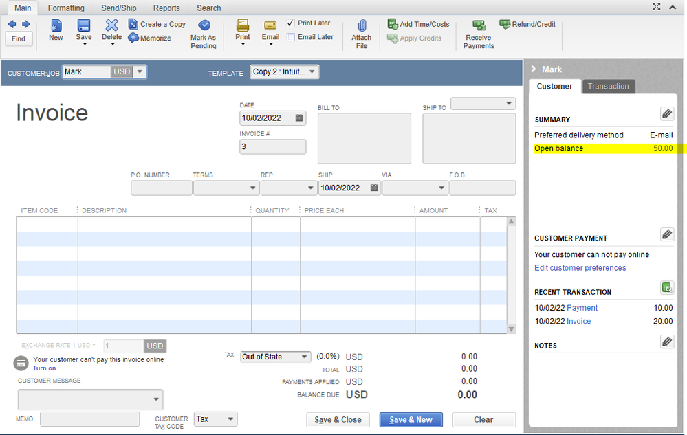 Solved: Reflect Underpayment On New Invoice