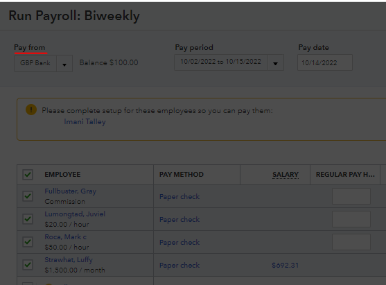 Solved: Re: How can I change the Paid From on Payroll checks?