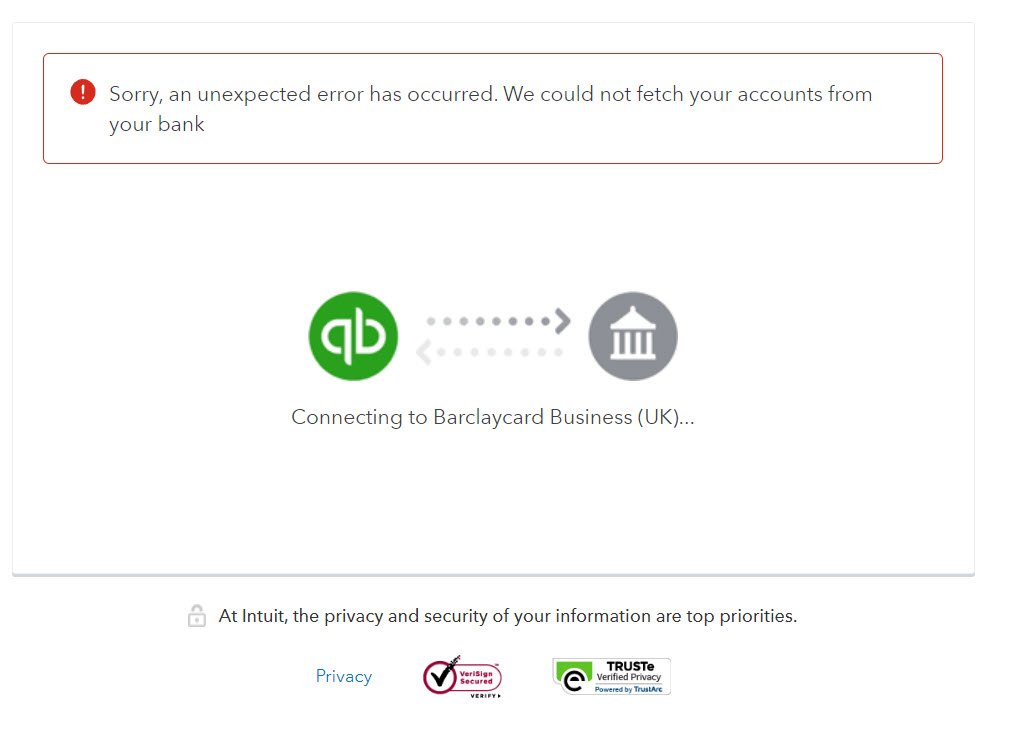 Barclaycard business card account Not Linking