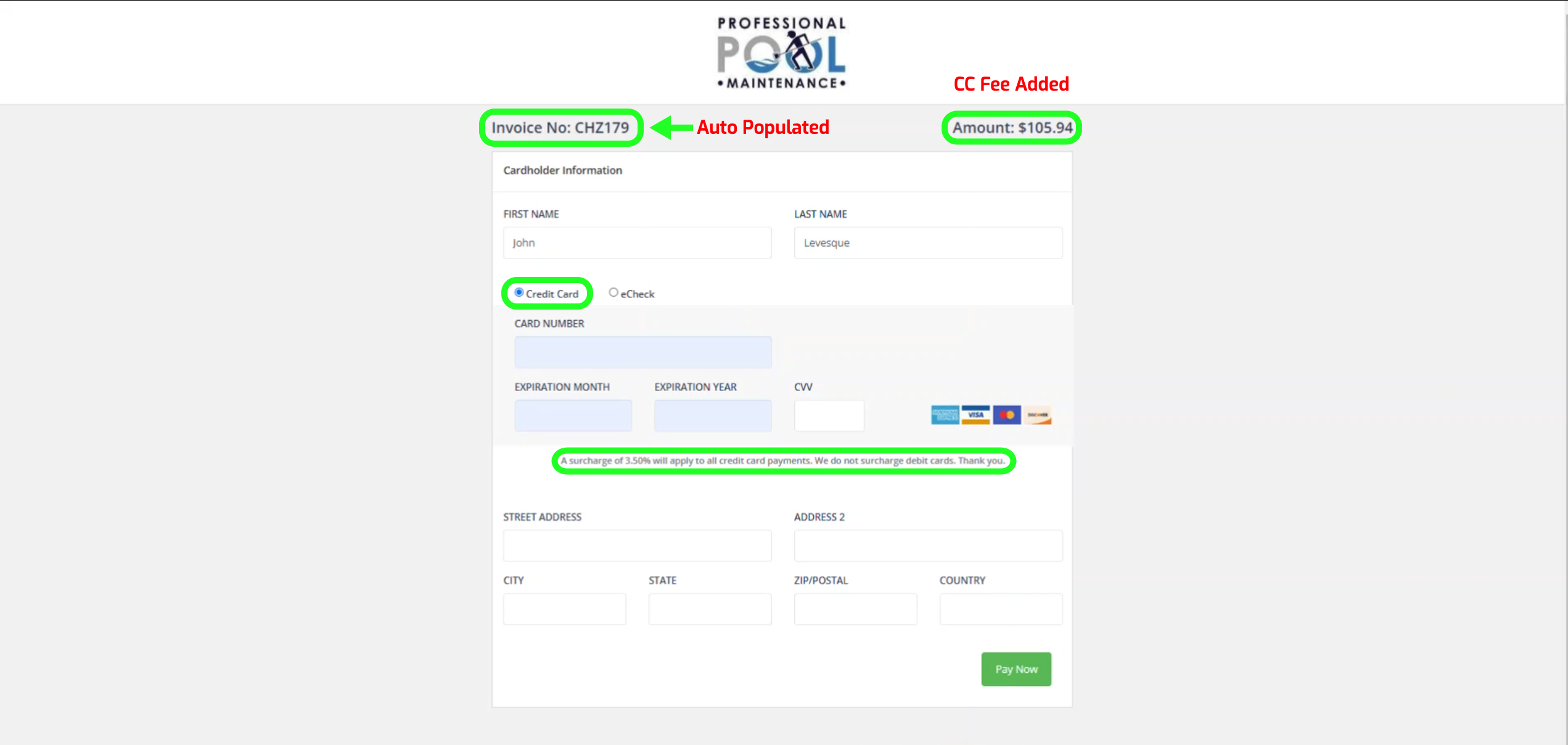 Solved How do I charge customers credit card processing fee on an invoice?