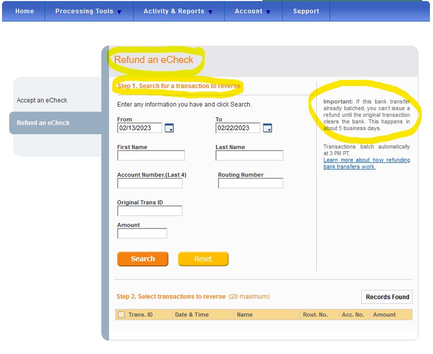 Refunding An ECheck With Quickbooks Payments