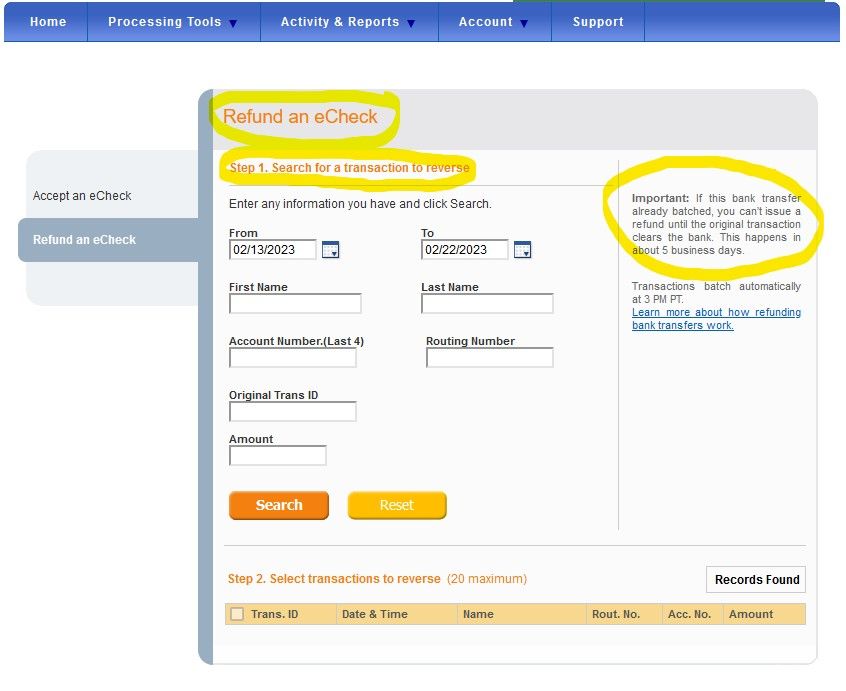 Refunding An ECheck With Quickbooks Payments