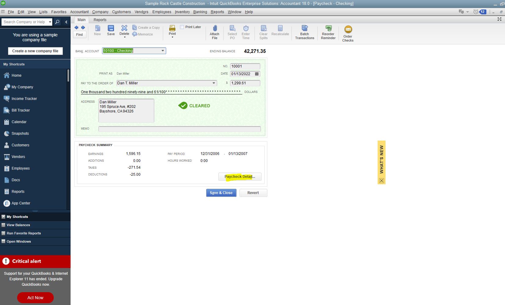 Solved Paycheck history report for one employee