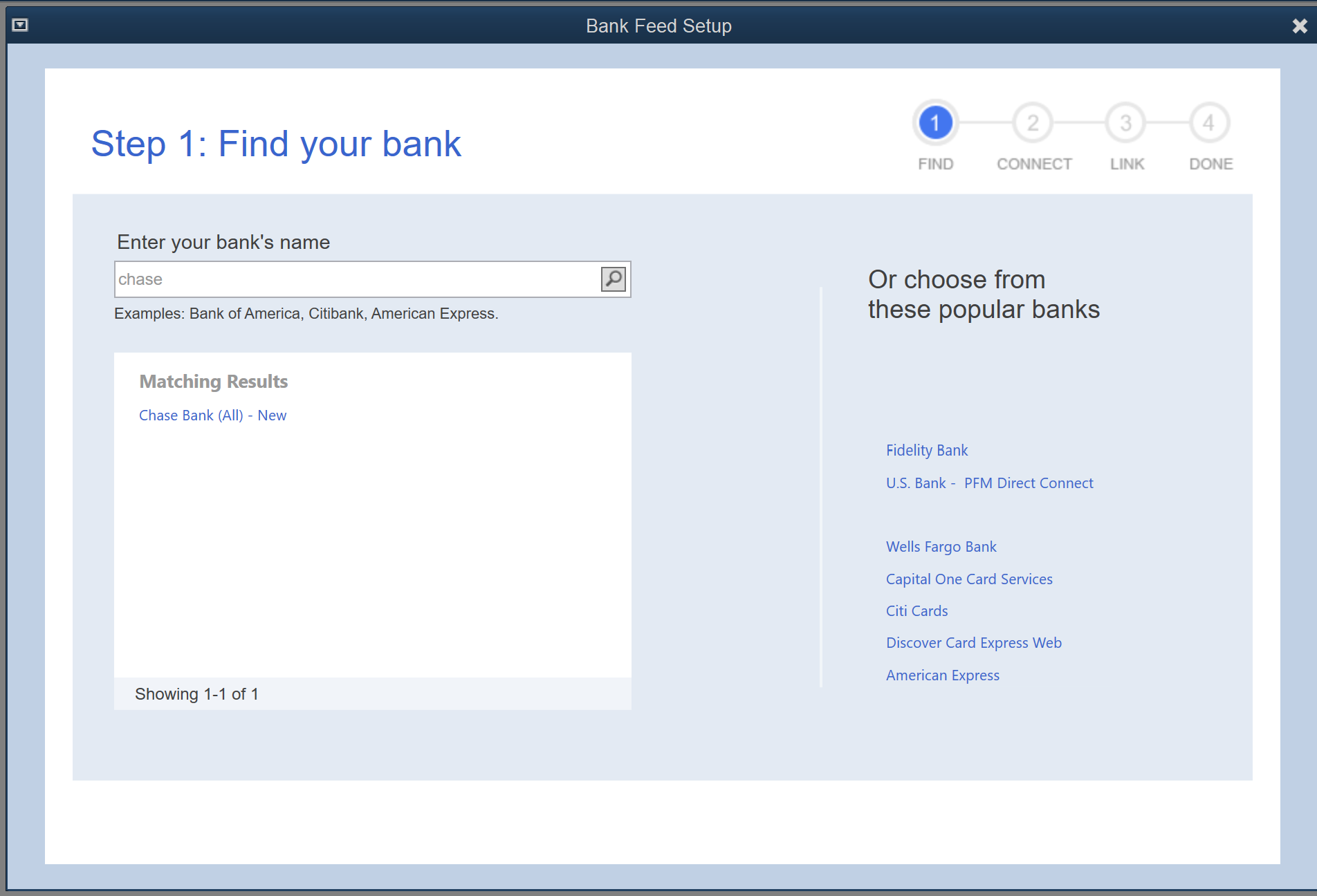 QB Pro Plus 2023 Problem; Banking Feed 'Link your accounts" only shows