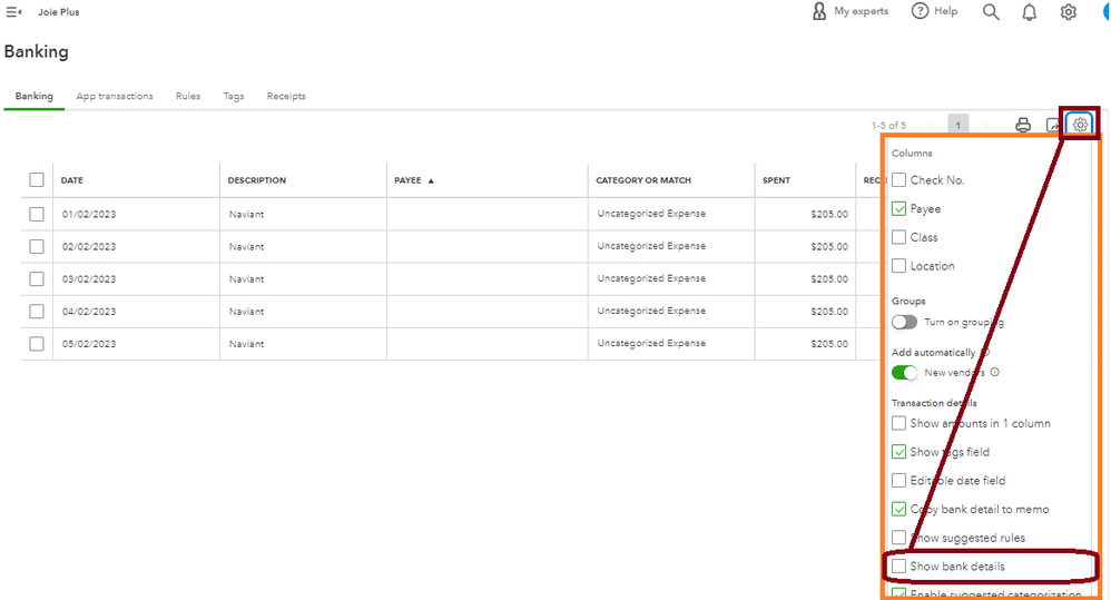 Solved QB memo not bringing in the complete bank transaction description