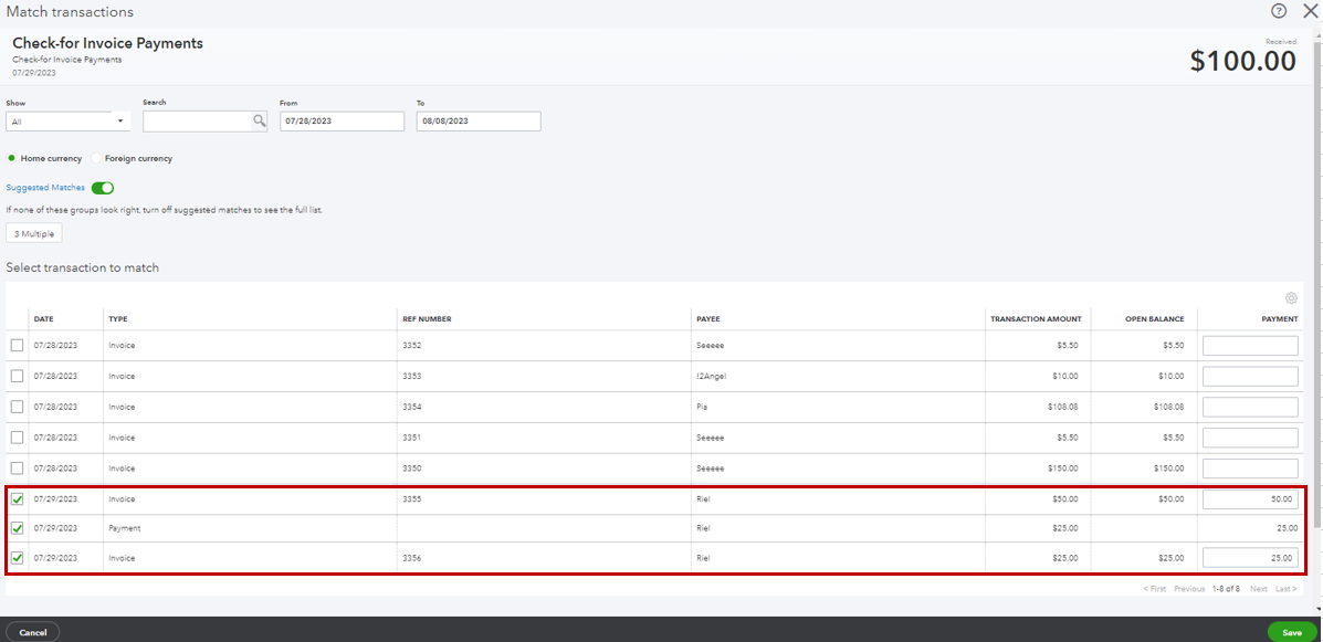 Solved: How do I record a double payment for one invoice and keep customer  credit for future invoices?