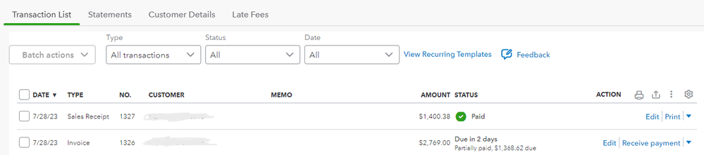 Solved: Duplicate transactions with deposit and invoicing