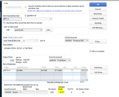 QB Example Asseble Item PF7-3 - Avg Cost appear.PNG