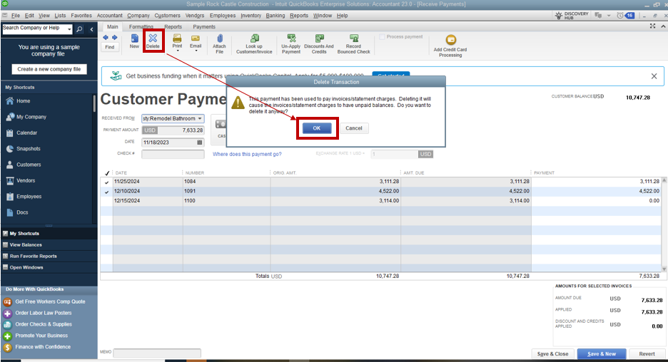 Quickbooks Desktop Premier 2020 - Issue With Showing Payments