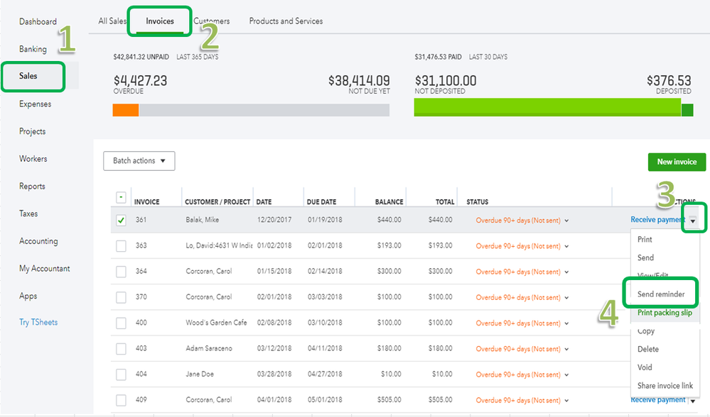 Solved How can I send multiple reminders for past due invoices in