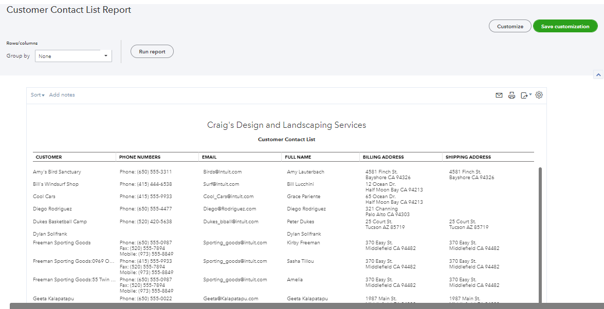 Can you print customer mailing labels in Quickbooks online?