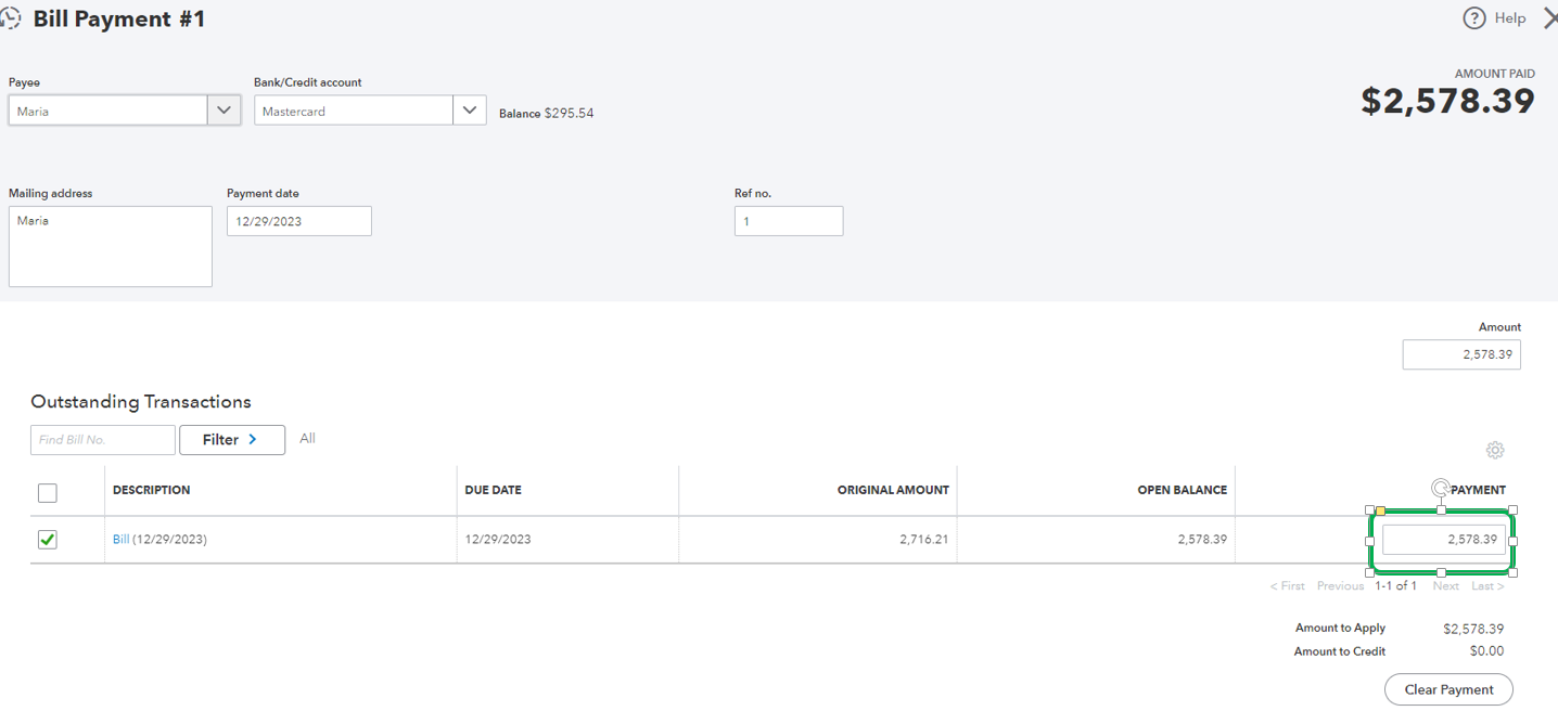 Solved: Vendor Invoice where vendor applied credit from previous month ...